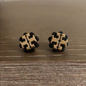 Tory Burch black and gold stud earrings